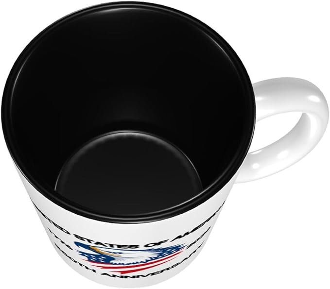The USA White 1 250th 11oz Ceramic Mug Cute Coffee Mugs Tea Cup with Handle for Office and Home Gift for Men Women