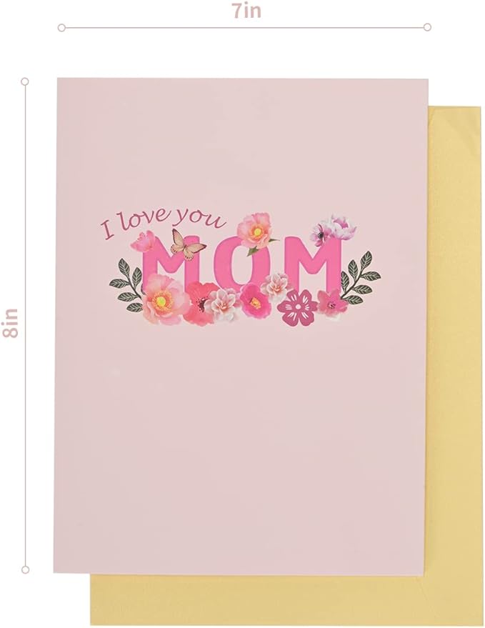 Mother's Day Pop Up Card, 3D Greeting Card for Mother's Day, Thinking of You, Thank You, Anniversary, Engagement, Just Because for Woman Wife Mother Mom All Occasion