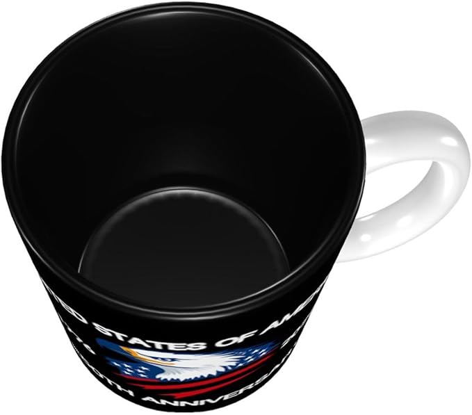 The USA Black 1 250th 11oz Ceramic Mug Cute Coffee Mugs Tea Cup with Handle for Office and Home Gift for Men Women