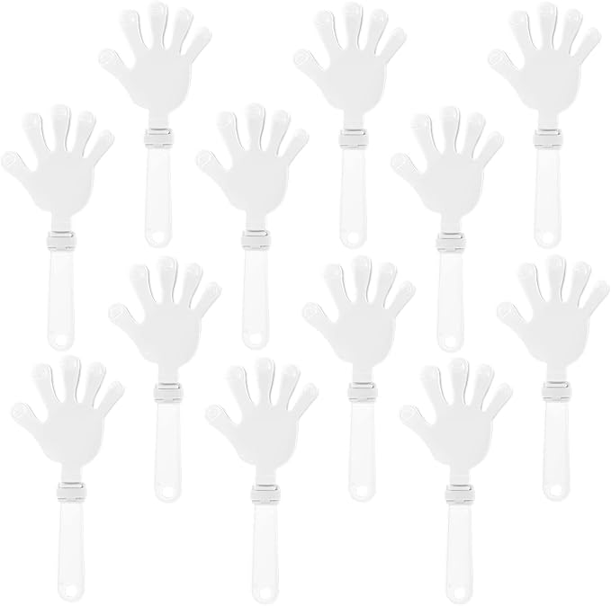 12 Pcs White Hand Clappers 7.5 Inch Clappers Noisemakers Noise Makers Party Favors Plastic Party Clapper for Sporting Events Cheers Ball Dance Basketball Football Noisemakers（White）
