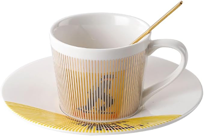 Mirror Cups and Saucers, Mirror Reflection coffee mug, Ceramic Tea Cups and Saucers Sets for Women Wedding Party Afternoon Tea（Gold Mike）