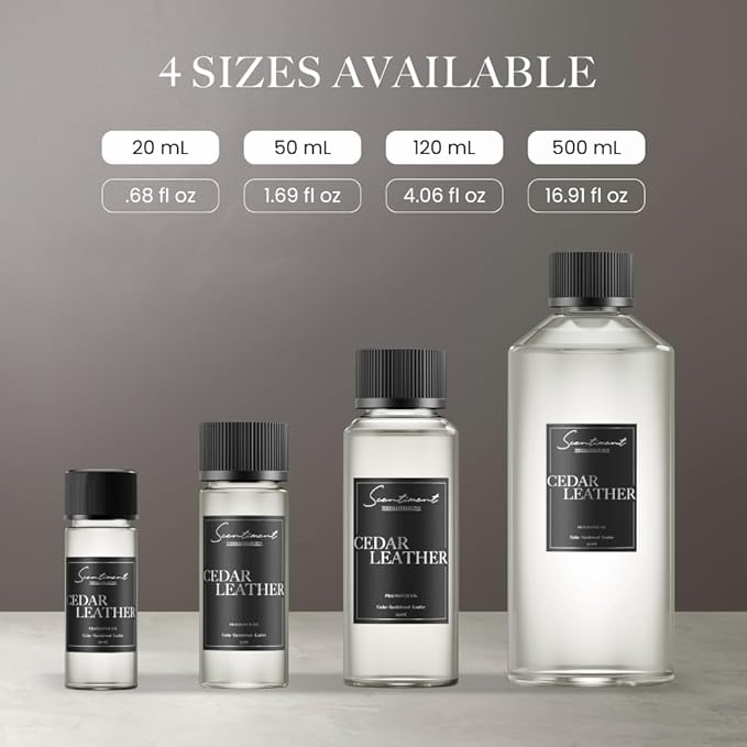Scentiment Diffuser Oil - Cedar Leather Fall Collection | Aromatherapy Home Fragrance | Luxurious Scent with Lemon, Jasmine Sandalwood, Amber, Lavender, Vanilla, & Musk (50ml)