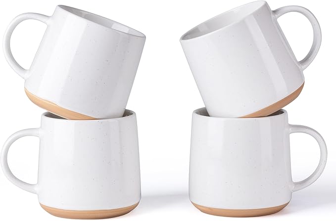 GBHOME Ceramic Coffee Mugs Set of 4, 17oz Handmade Ceramic Coffee Mugs Set with Terracotta Underside for Latte/Tea/Beer/Hot Cocoa, Dishwasher & Microwave Safe