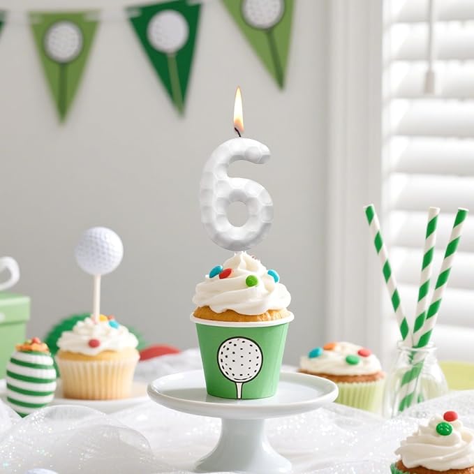 Golf Number 80 Birthday Candles, Golf Themed Cake Topper for Boys Girls, Cake Decorations for Birthdays, Sports Theme Party Supplies, Candles for Party Decorations
