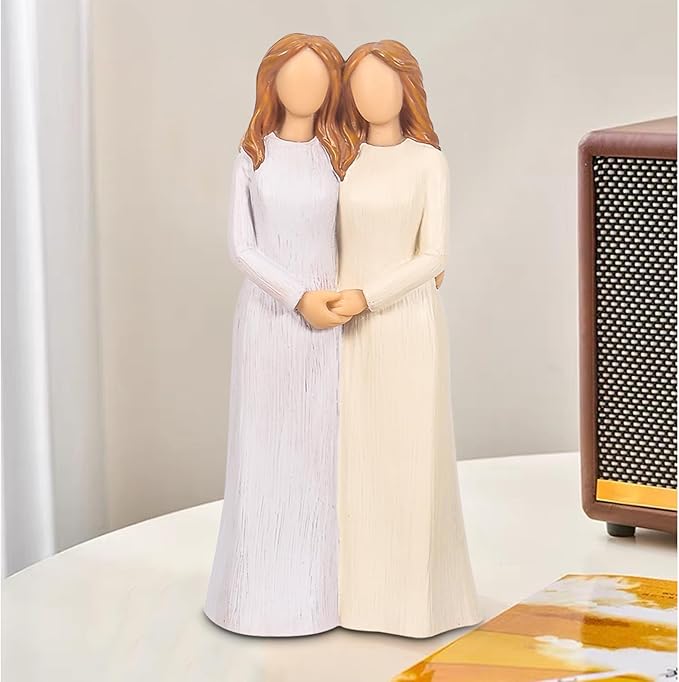 Sister Figurines, Love My Sisters Friends Forever, 2 Women 6.2” Sculpted Hand-Painted Figures Gifts for Christmas Birthday (Sister)