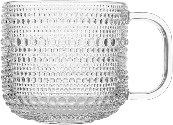 Fortessa Jupiter Glass, 12 Ounce Coffee Cup (Set of 6), Clear