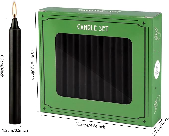 Unscented Black Spell Chime Candle-4 Inch Tall Taper Candles-20 Pcs Chime Candles, Mini Smokeless Candles for Rituals, Prayer,Dinners, Parties, Ceremonies, Shabbat