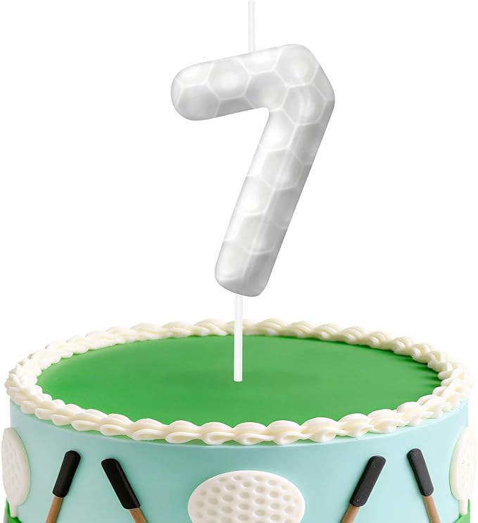 Golf Number 7 Birthday Candles, Golf Themed Cake Topper for Boys Girls, Cake Decorations for Birthdays, Sports Theme Party Supplies, Candles for Party Decorations
