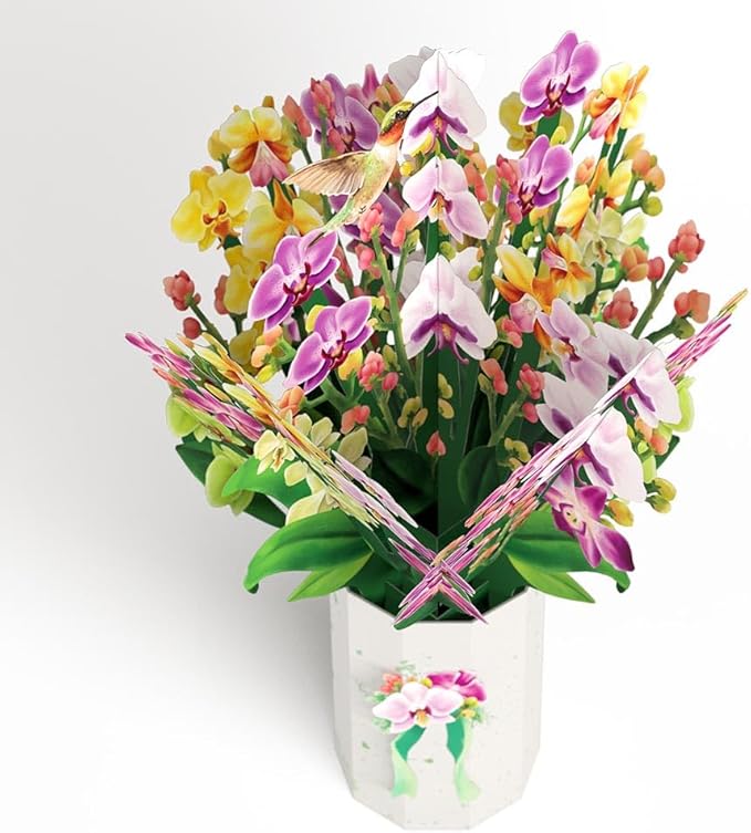 Lovepop Orchid Bouquet, 12 x 8.5 Pop Up Flowers