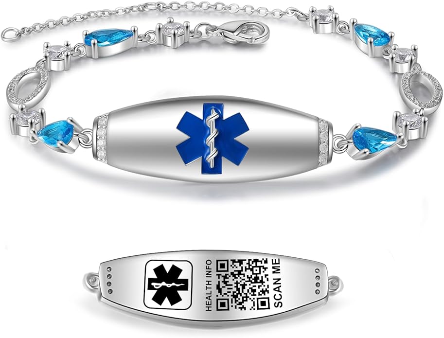 Upgraded Medical Bracelets Men Women with QR Code Medical Alert ID Bracelets - Titanium Steel Wristband Fits Wrists Up 8''-10'' - More Space Custom Emergency Med ID Info