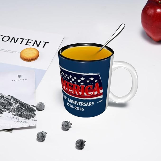 AMERICA 250TH 250th 11oz Ceramic Mug Cute Coffee Mugs Tea Cup with Handle for Office and Home Gift for Men Women