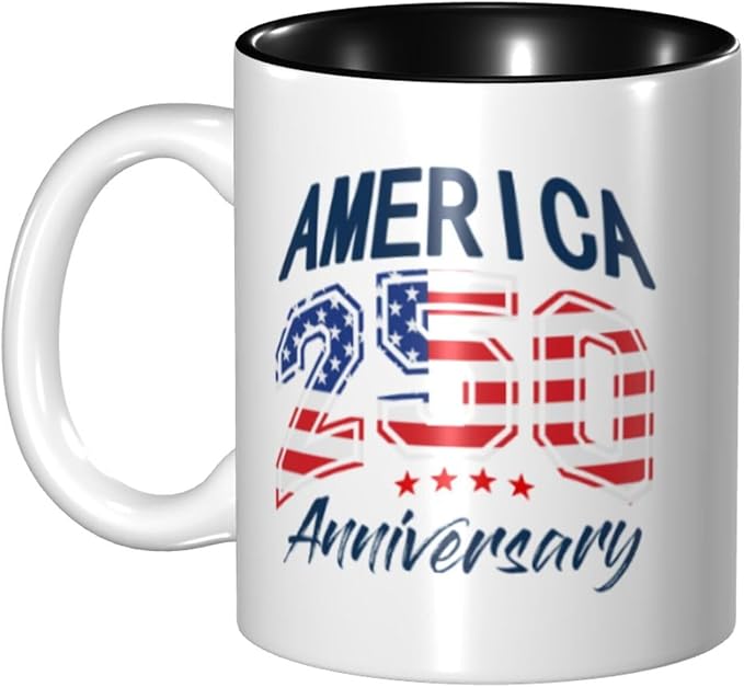 USA 250TH 3 250th 11oz Ceramic Mug Cute Coffee Mugs Tea Cup with Handle for Office and Home Gift for Men Women
