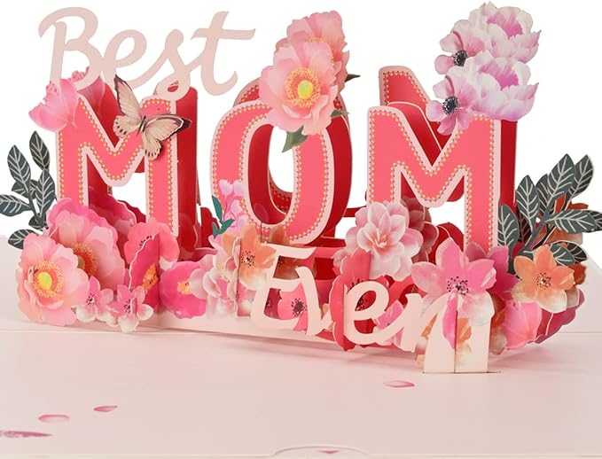 Mother's Day Pop Up Card, 3D Greeting Card for Mother's Day, Thinking of You, Thank You, Anniversary, Engagement, Just Because for Woman Wife Mother Mom All Occasion