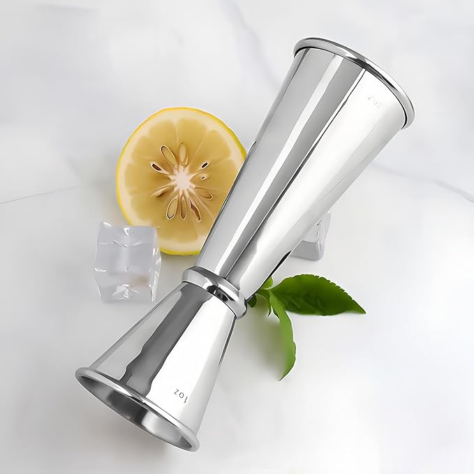 2-Piece Dual-Sided Bartending Jigger Set - 1oz & 2oz Measured Markings, 304 Stainless Steel, Food-Grade Cocktail Measuring Tool for Professional & Home Bars