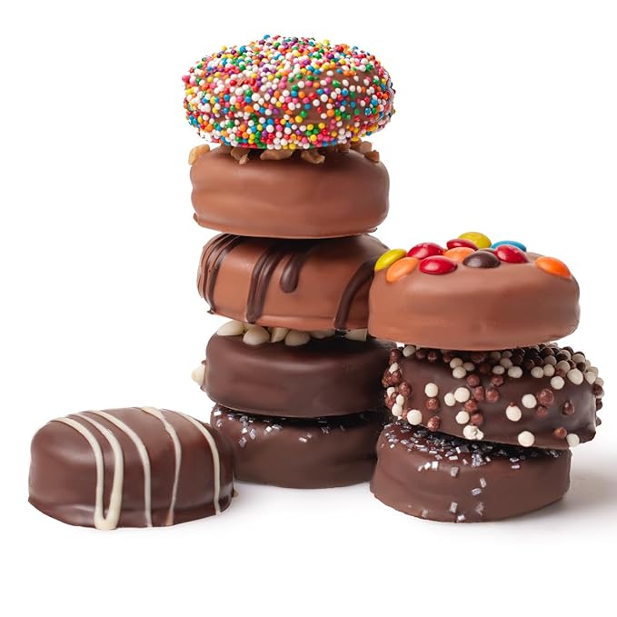 CRAVINGS BY ZOE Valentines Day and Birthday Chocolate Covered Cookies Gift Basket | 12 Count | Kosher Milk & Dark Belgian Chocolate Gourmet Food Gift Box | Thank You, Candy Gifting Men Women Him Her Mom