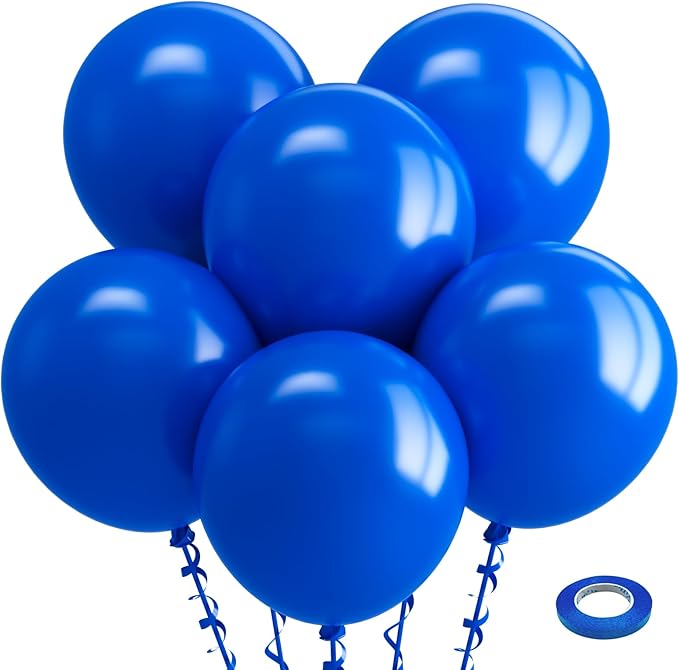 Bezente Royal Blue Balloons 18 Inch - 30 Pack Large Thick Big Round Royal Blue Latex Balloon for Birthday Bridal Shower Graduation Baseball Nautical Party Decorations