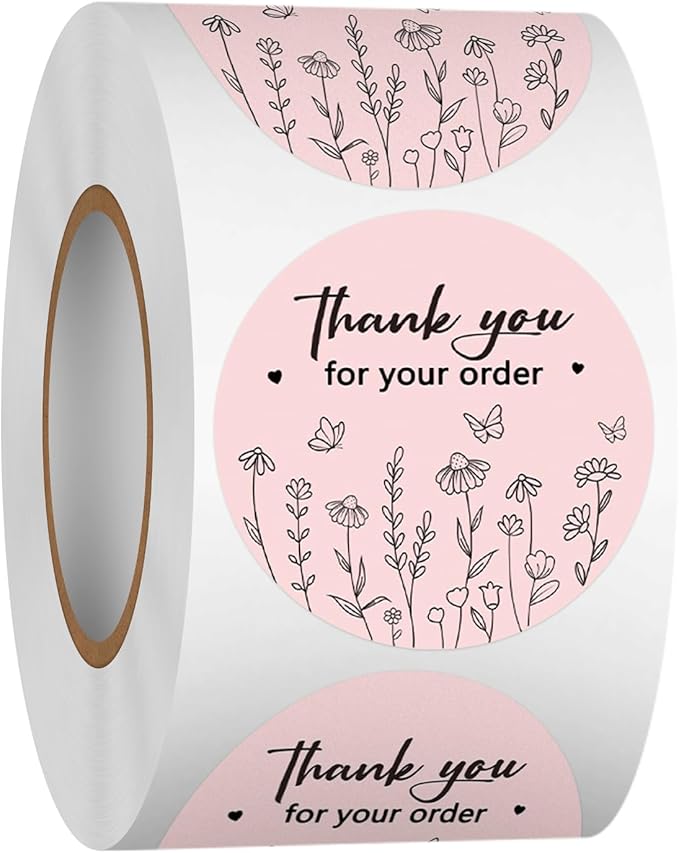 Louise Maelys 1.5 Inch Thank You for Your Order Stickers-500 pcs Thank You Stickers for Packaging Labels for Small Businesses and Small Shops