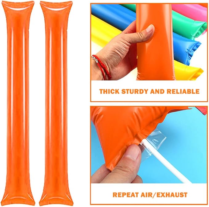Lovecheer 50PCS Thunder Sticks Thicken Cheering Sticks Plastic Inflatable Noise Makers for Sports Team Spirit Party