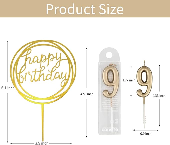 10-Piece Number Birthday Candles - Glitter Cake Toppers for Birthday & Wedding Parties