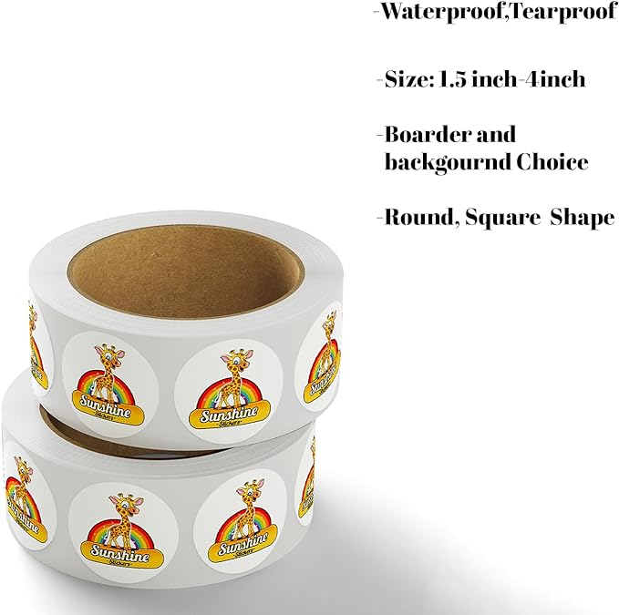 Customize Your own Stickers/Labels with Any Design and Logo-Personalize Your Business stickers-50+ roll Variety of Shapes, Sizes, Backgrounds, and Text Options