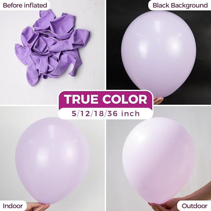 Bezente Pastel Purple Latex Party Balloons - 8 Pack 36 inch Large Thick Lavender Light Purple Lilac Balloons for Bridal Shower Gender Reveal Wedding Graduate Party Decorations