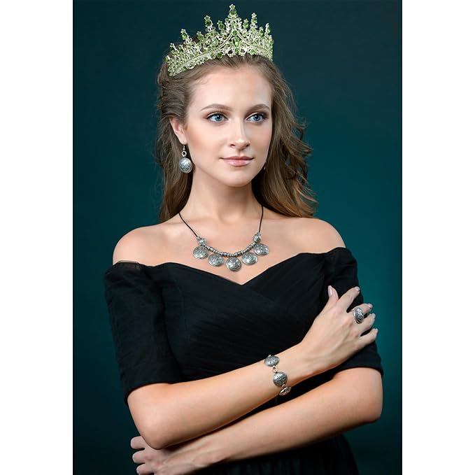 VELSCRUN Green Crystal Birthday Tiara Crowns for Women Girls It's My Birthday Sash Queen Girls Princess Crown with Combs Happy Birth Party Decorations Mom Sisters Birth Gift Hair Accessories