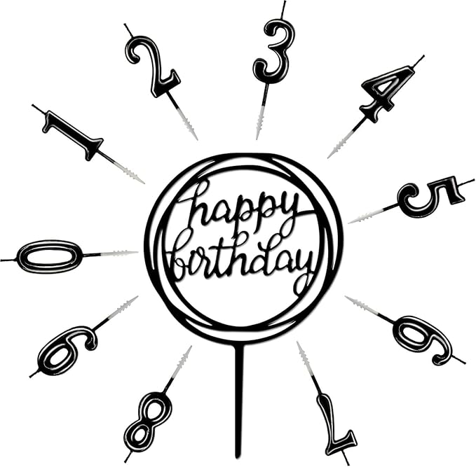10-Piece Number Birthday Candles - Glitter Cake Topper Decoration for Birthday and Wedding Parties