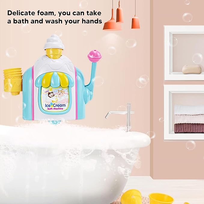 Bubble Maker for Bathtub - Kid Ice Cream Foam Maker,Bubble Blower Machine Toy for Kids Bathtub Shower Christmas Birthday Fun Enjoyment
