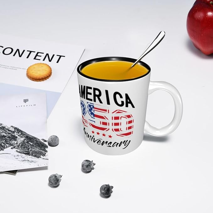 USA 250TH 2 250th 11oz Ceramic Mug Cute Coffee Mugs Tea Cup with Handle for Office and Home Gift for Men Women