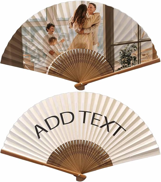 WERWAES 6Pcs Personalized Folding Fan with Custom Photo Hand Held Fans Foldable for Wedding Dancing Saloon Cosplay Party Props Decorative Folding Fans