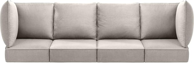 Luxury 24x24x6 Outdoor Chair Cushions Set of 4 - Water-Repellent 10-Piece Cushion Set for Outside Rattan Wicker Loveseat Chair Sectional L-Shape Sofa Patio Conversation Sets - Beige/Classic