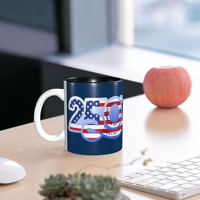 USA 250TH 4 250th 11oz Ceramic Mug Cute Coffee Mugs Tea Cup with Handle for Office and Home Gift for Men Women