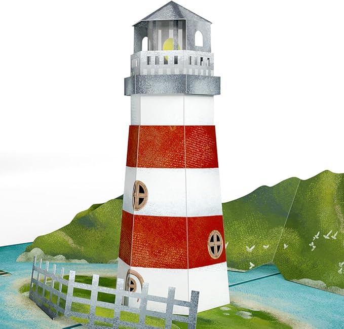 Lovepop Everyday Pop-Up Card for Her and Him - 3D Greeting Cards for Boys, Girls, Men, Women - Coastal Lighthouse - 5" x 7" Card - Blank Notecard and Envelope Included