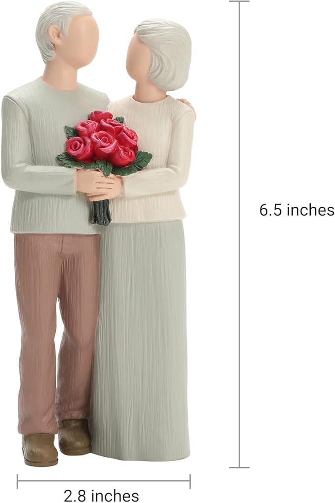 Loving Elderly Couple Figurines, Wedding Anniversary Statues for Home Decoration, Sculpted Hand-Painted Figures Gifts to Parents Grandparents