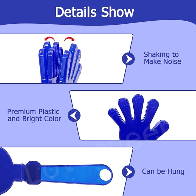 Lovecheer 8PCS Big Hand Clappers Party Noisemakers 11 inch Clapps Sporting Events Cheers for Football Basketball Birthday Gift New Year Christmas Make Noise