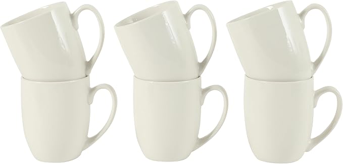 Gibson Home Great Essentials 16 Ounce Porcelain Coffee Mugs - Set of 6 - Cups for Latte, Hot Tea, Cappuccino, Mocha, Espresso, Cocoa