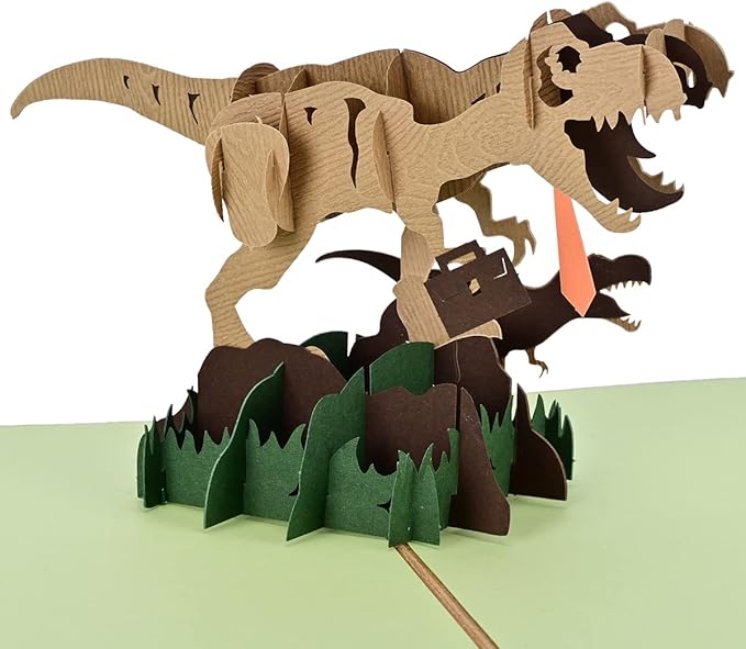 Pop Up Card with Dinosaur Design, Handmade 3D Popup Birthday Cards for Daughter, Son, Nephew, Niece, Kids on any Occasion