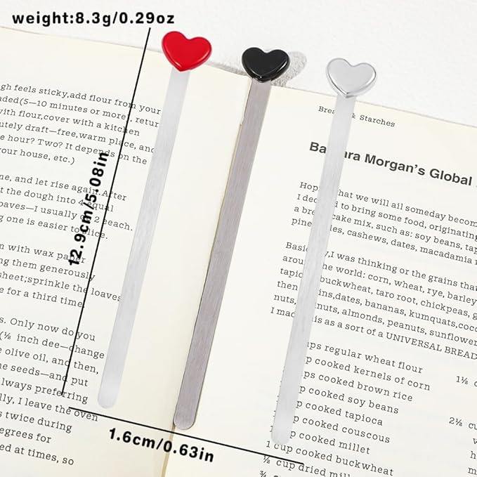 Love Heart Metal Bookmark Set - Color Stainless Steel Bookmarks, Reading Page Markers Gifts for Women, Book Lover, Girls, Boys,Couples Gifts (Love Heart A)