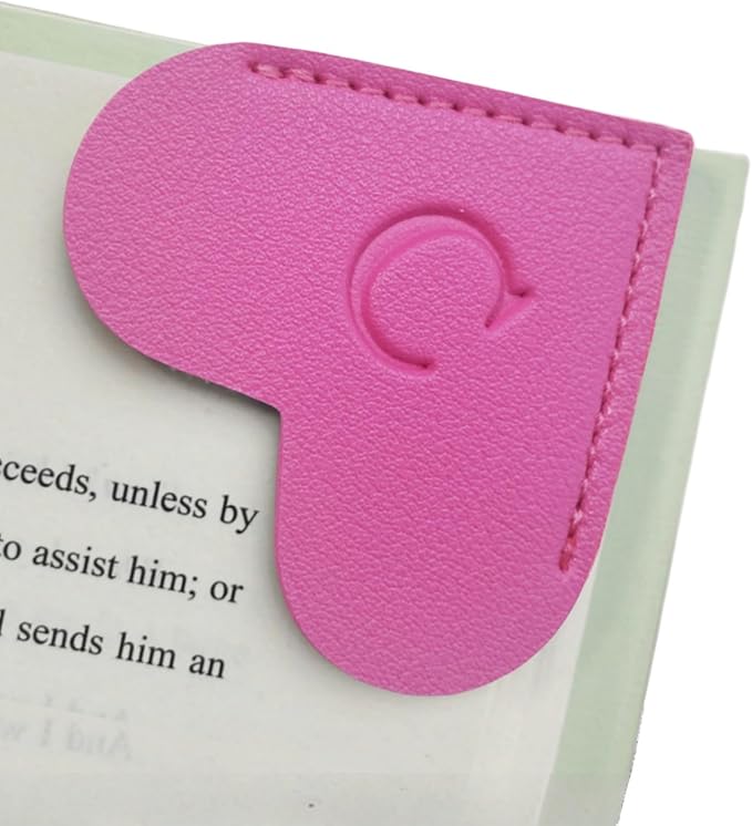 MOTEERLLU Personalized Leather Heart Bookmark with Initials, Handmade, Letter Cute Custom Corner Book Marks for Reading Women, Teachers, Students, Book Lovers, Book Accessories(Rose,C)