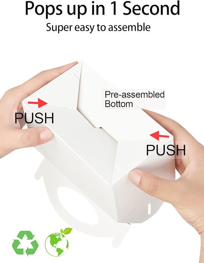 Happyhiram Party Favor Boxes White 12 Pcs, Small Treat Boxes with Handles 6 Inch Gable Candy Boxes Paper Gift Bags for Kids Birthday Baby Shower Bridal Shower and Wedding, 1 Count (Pack of 12)