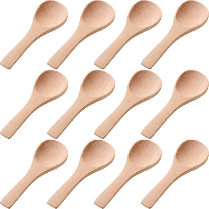 Boao 50 Pcs Small Wooden Spoons, 3.5'' L, Mini Wood Natural Tiny Spoons Wooden Little Teaspoons for Jars Sugar Creamer Honey Spices Salt Kitchen Supplies (Light Wood)