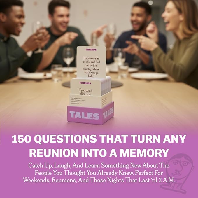 TALES Conversation Cards, Friends Edition 150 Count, Fun Friend Games for Adults, Teens, Kids, Perfect for Parties, Game Nights, Gifts & Gatherings, Conversations with Friends, Meaningful Connections