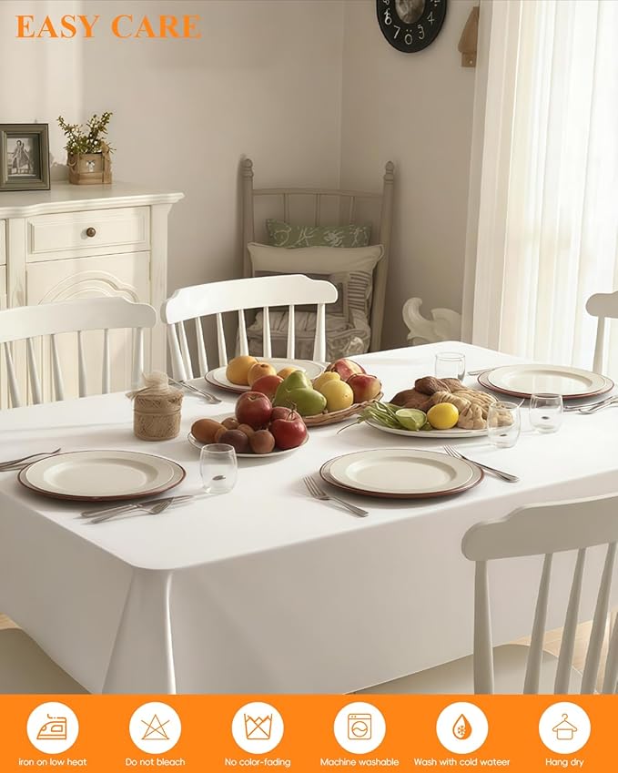 Goodluck 6 Pack White Tablecloth 90 x 132 Inch – Rectangular Polyester Table Cloth, 6-8 Ft Tables – Reusable, Machine Washable Cover for Wedding, Birthday Party Banquet and Event Decoration