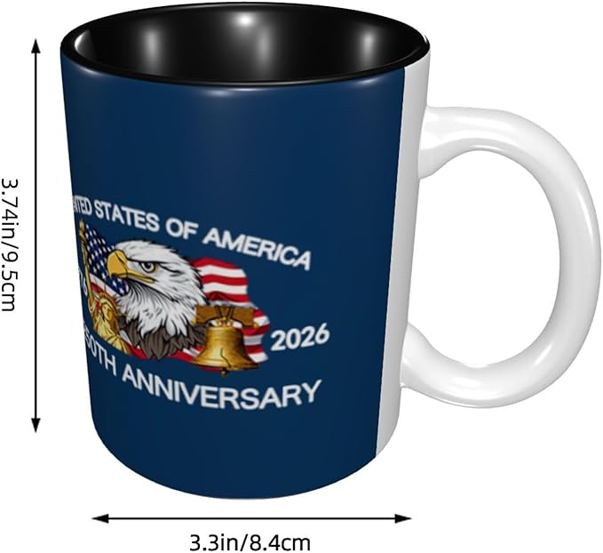 The USA Blue 2 250th 11oz Ceramic Mug Cute Coffee Mugs Tea Cup with Handle for Office and Home Gift for Men Women