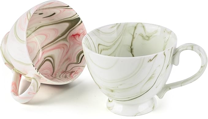 16 Oz Marble Ceramic Coffee Mug, Hand-Painted Artisan Tea Cup, Large Capacity Drinkware for Latte/Cappuccino,Home Kitchen/Office Must-Have, Ideal Gift for Coffee Enthusiasts & Art Aficionados