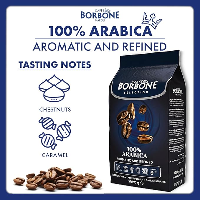 Caffè Borbone Whole Bean Coffee, Medium Roast 100% Arabica Blend, Aromatic and Refined Italian Coffee, 2.2 lb Bag