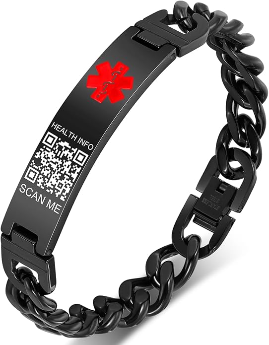 Upgraded Medical Bracelets Men Women with QR Code Medical Alert ID Bracelets - Titanium Steel Wristband Fits Wrists Up 8''-10'' - More Space Custom Emergency Med ID Info