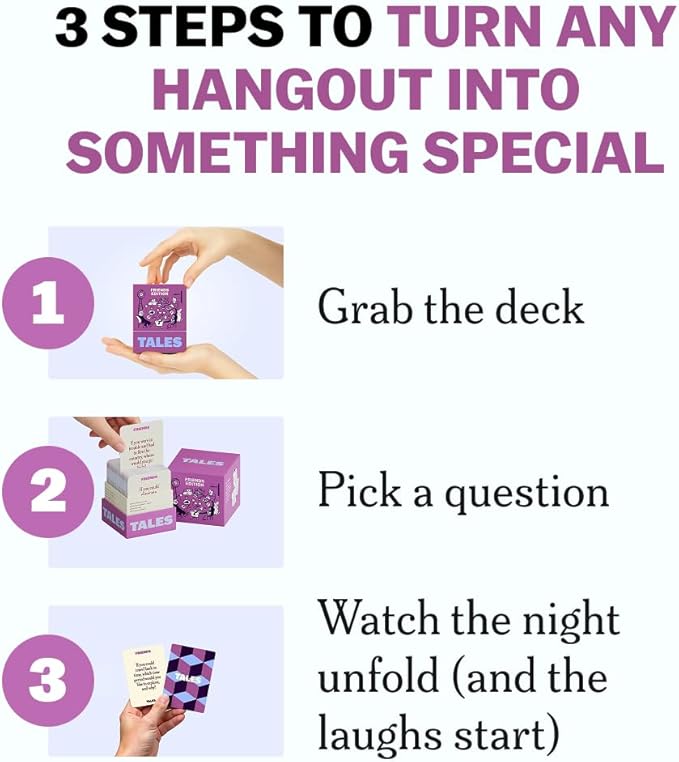 TALES Conversation Cards, Friends Edition 150 Count, Fun Friend Games for Adults, Teens, Kids, Perfect for Parties, Game Nights, Gifts & Gatherings, Conversations with Friends, Meaningful Connections