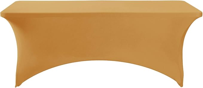 FORLIFE 2Pack Spandex Table Covers，Fitted Tablecloth for Rectangular Tables, Stretch Patio Table Covers, Universal Spandex Table Cover for Wedding, Banquet, Party (6ft, Gold)