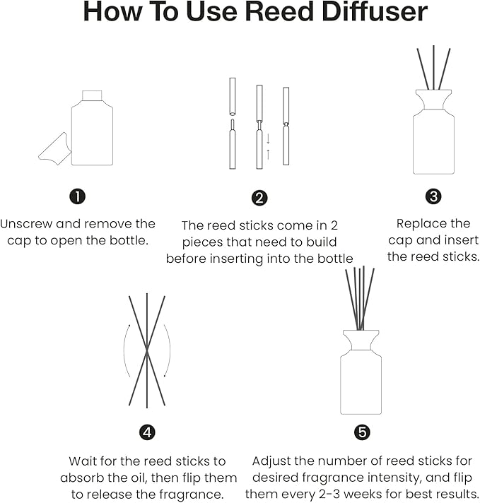 M&SENSE Reed Diffuser Set, 10.14 fl oz Large Reed Diffuser, Vanilla Sandalwood Scented with Natural Essential Oils, Long Lasting with 7 Sticks, Non-Toxic Home Fragrance Reed Diffuser for Bedroom